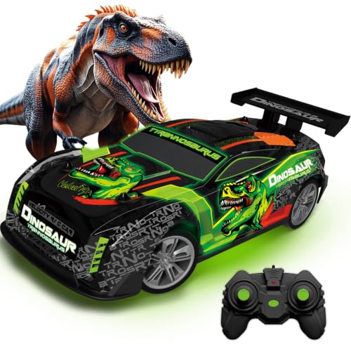 Ferngesteuertes Auto ab 3 4 5 6 7 Jahre, Dinosaurier Spielzeug mit Licht
