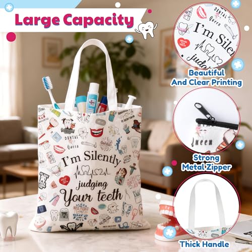 Image of Y1tvei Canvas Bags Gifts, Tote Bag with Makeup Pouch, Birthday Party Favors