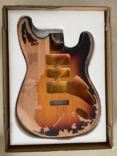 DIY Relic Electric Guitar Body ST Style Nitro Top Alder Wood Guitar Body HSH Heavy Relic Guitar Body 3 Tone Sunburst.