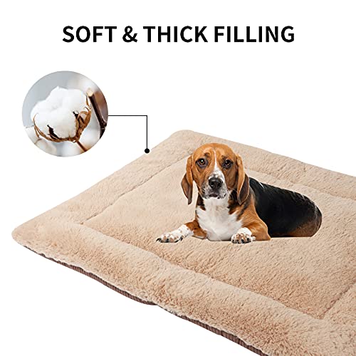 Vejaoo Hundebett Hundematte Weiche und warme Matte Hundekissen für Hunde und Katzen Sofa für Heimtiere XZ014 (Wick Khaki, XL (100X70CM))