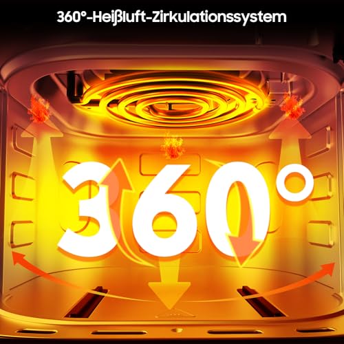 Heißluftfritteuse 6,5L Airfryer XL - 1700W Friteuse ohne Öl mit Metall-Innenraum | Heissluftfriteuse Air Fryer, 8 Programmen, Digitales Display, Timer, Benutzerfreundlich, 80-200°C, Rezeptbuch – Bild 5