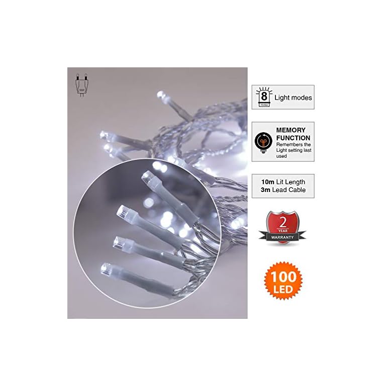 Lichterkette 100 LED 10m/32ft Weihnachtsbaum, Lichtkette Innen Außen