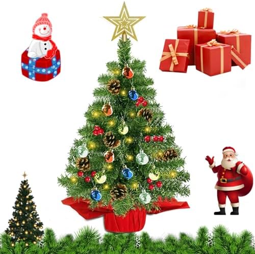 ZOOMPIL Mini Weihnachtsbaum 20cm - Mit Kugeln & Baumspitze