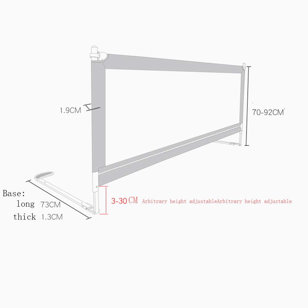 Barandillas para Camas Portátil Y Estable Cuidado De La Cama Preescolar La Seguridad Barandilla De La Cama Extra Ancho, Largo 150-200 Cm, Alto 70-92CM, Gris (Tamaño : L-2M)