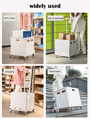 Faltbarer Trolley Aufbewahrungsbox - Tragbarer faltbarer Einkaufstrolley mit Deckel, Leichter Treppensteigwagen auf 8 Rädern – Bild 6