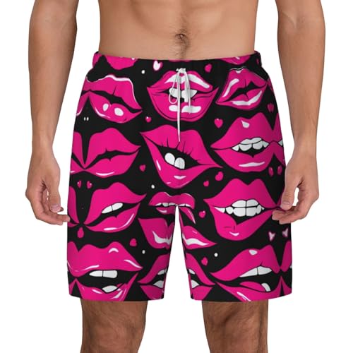 Short de bain respirant homme séchage rapide motif lèvres
