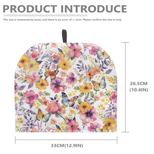 Image of Tea Cozy for Teapot, Kitchen Accessory Tea Pot Cosy Insulated Kettle Cover Breakfast Warmer for Home Kitchen Decoration Watercolor Floral Butterfly