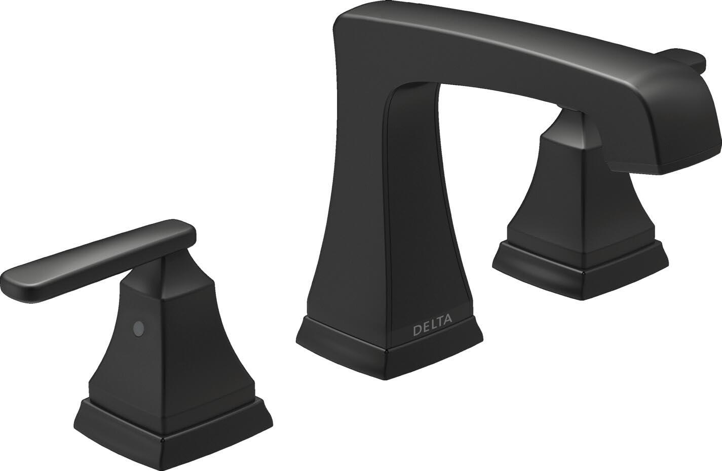 Delta Ashlyn Matte Black Bathroom Faucet 3 Hole, 8 Inch Widespread