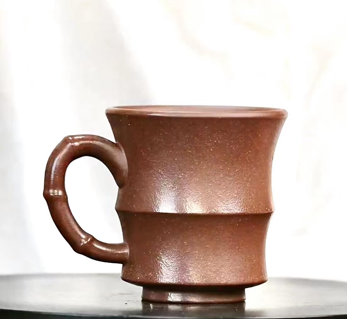 LDL EXY YiXing ZiSha Bamboo Joints Master Cup, Handmade, Purple zisha clay, Hot and Cold Drinks Cup, 130cc, Large Size