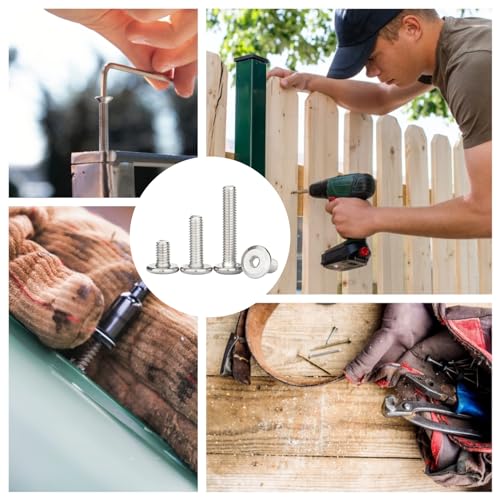 WZHUIDA 20 Stück M8 x 30 mm Schrauben, Edelstahl Innensechskant Flachkopfschrauben, Vollgewinde Möbelverbinderschrauben mit Schraubenschlüssel