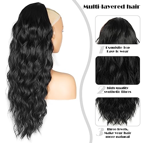 26 Inch Black Ponytail Extension, Long Wavy Hair Extensions - Image 3
