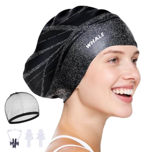 WHALE Extra Large Swim Cap Designed for Men and Women with Thick, Long Hair, Hair Extensions Or...