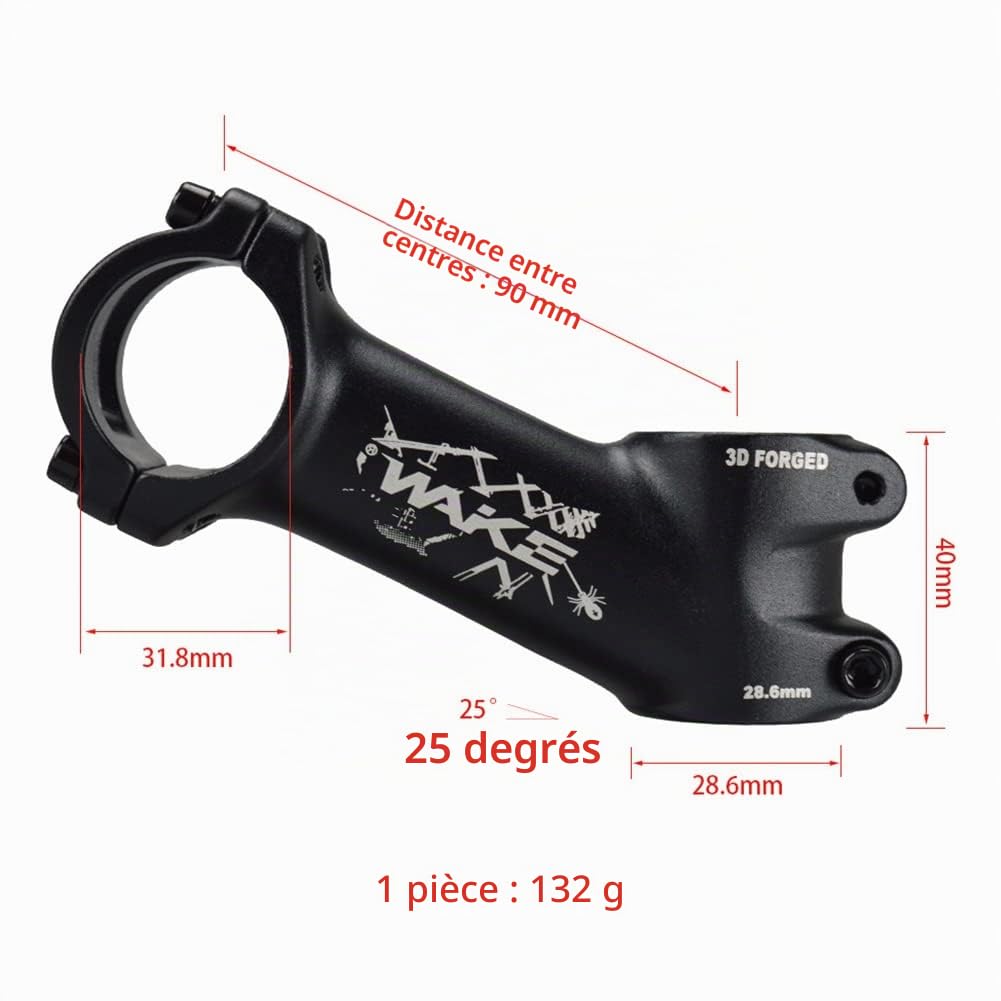 CYSKY Potence VTT 25 Degré 31,8 60mm/70mm/90mm/110mm Potence Velo Tige de Guidon de vélo de Montagne pour vélo, vélo de Route, VTT, BMX, Cyclisme