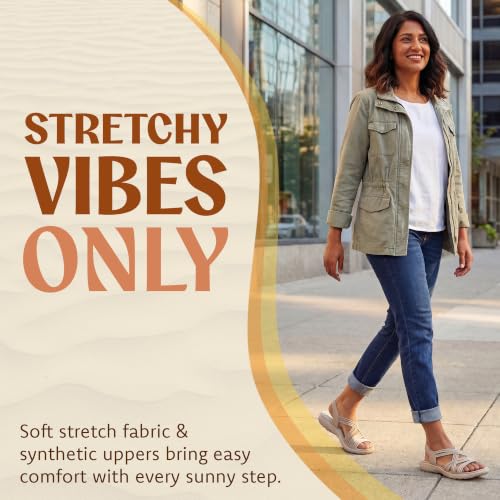 Image of Skechers Women's Reggae Slim Simply Stretch Sandal | Skechers Memory Foam Footbed, Stretch Fit, Machine Washable, Vegan, Strappy Gore Slingback Sandal
