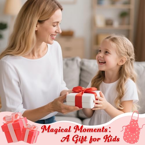 R HORSE Kid Apron and Chef Hat Set 2Pcs Adjustable Red Cooking Children Kitchen Apron, Waterproof Dress up Role Play Chef Toy Funny Cooking Baking Painting and Training Kit for Kid Birthday Party Gift - image 6