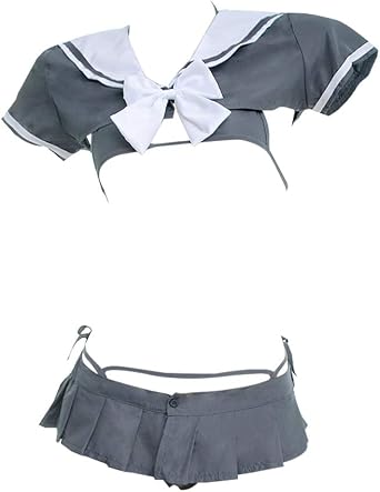 YOMORIO Japanese Uniform Sexy Anime Cosplay Bikini Underwear with Mini Shirt and Pleated Skirt