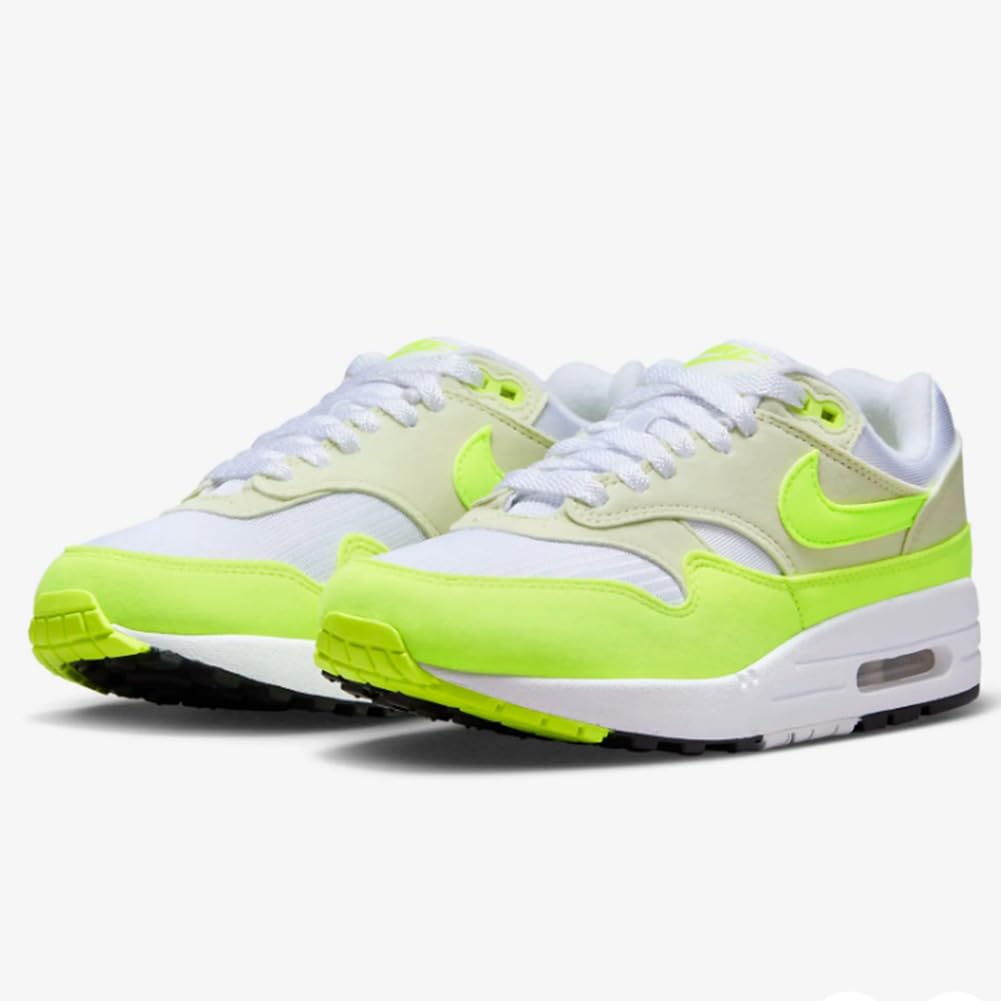 Nike Air Max 1 Women's Shoes (DZ2628-100, White/Sea Glass/Black/Volt) Size 12