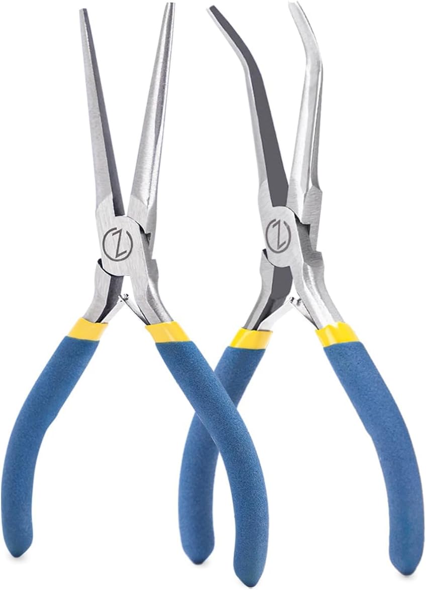 VISEMAN 6" Mini Needle Nose Pliers with Comfort Grip Handles, 2PCS Long Nose Pliers Set for Handmade Craft