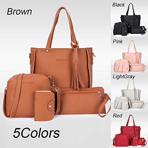 Baoblaze 4PACK Bolsa De Couro Feminina Bolsa De Ombro Bolsa Bolsa Titular De Cartão Conjunto De Saco