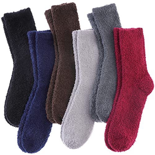 Image of LINEMIN Womens Fuzzy Socks Cozy Fluffy Winter Warm Slipper Socks Microfiber Soft Home Sleeping Socks