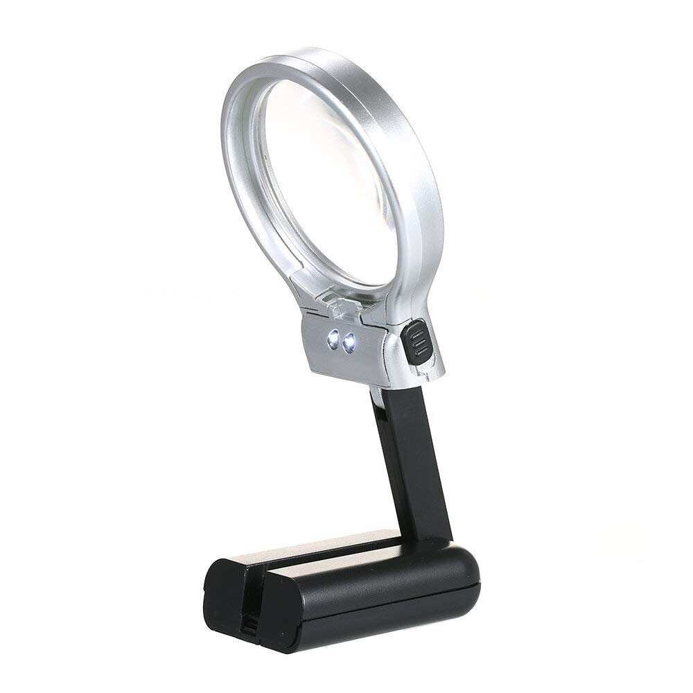 Multifunctional Desktop Handheld Magnifier Magnifying Glass with LED Light Desk Lamp Adjustable Angle for Reading