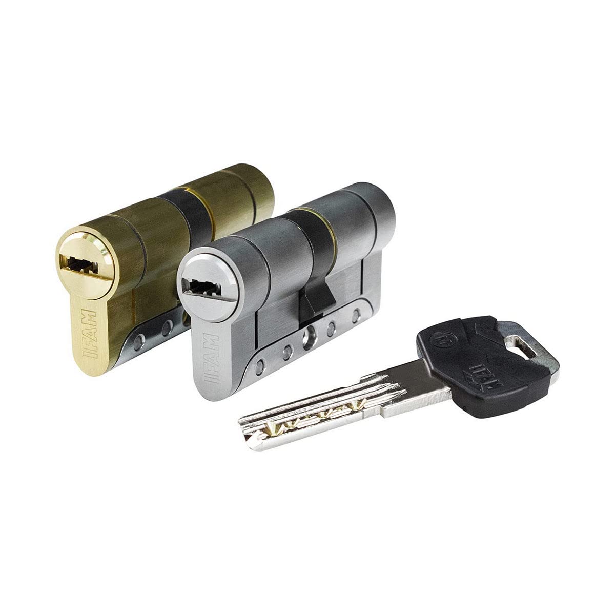 IFAM Cilindro para Puertas Serie Platinum M, 30X30 mm, Leva 13mm, Bombín 5 Llaves, Doble Sistema Antibumping, Doble Protección Antitaladro y Antiganzúa, Cerradura de Perfil Europeo, Color Níquel