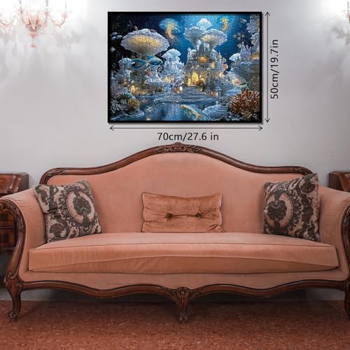 Puzzle Fantasy Ocean para Adultos 1000 Piezas Castillo de Hongos Naturaleza, Peces Mágicos, Medusas, Rompecabezas de Arte Difícil y Desafiante miniatura 6