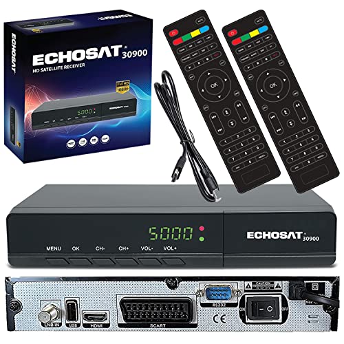 HD 30900 Digital Satelliten Receiver - DVB-S / DVB-S2 - Digitaler Sat Receiver - Full HD 1080p (HDTV, HDMI, USB, Scart) HDMI Kabel + 2X Fernbedienung [Vorprogrammiert für Astra,Hotbird und Türksat]
