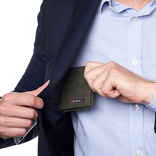 Image of Alpine Swiss Connor Executive Bifold Wallet | Business Passcase for Men | Premium Leather | Dual ID Windows | RFID Blocking | Gift Box Included Nubuck Olive