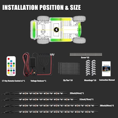 4PCS Golf Cart LED Kit with Reducer