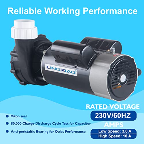 Image of 2 Speed Hot Tub SPA Pump 3HP for Jacuzzi Pump 6500-092, 6500-365, 6500-254, LX SPA Pump Motor 230V, 2 inch Port, Bracketless, 48Frame - Model: 48WUA2002C-II(NF)