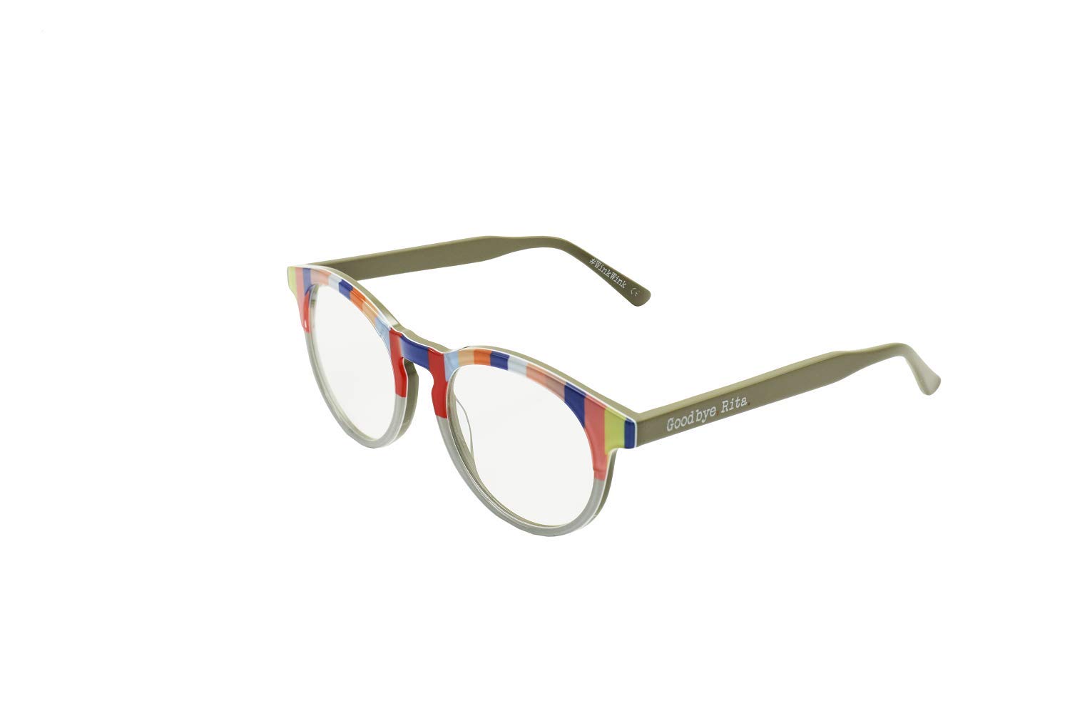 Goodbye, Rita. - Occhiali da Vista per Uomo e Donna - Collezione Round - Modello 10 - Prodotti in Acetato - Occhiali Non Graduati - Verde con Motivo Colorato - 140 x 50 mm