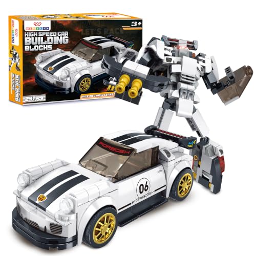 Image of Wembley Race Mechanic Series-241 PCS |2-in-1 Sports Car & Robot Building Blocks Set | STEM Construction Toy for Kids 3+ Years | Educational Building Kit | Ideal Gift for Boys and Girls