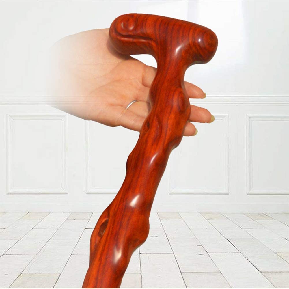 Bastone da trekking in legno naturale, per uomini e donne, leggero e da passeggio per anziani, in legno massello, con design offset
