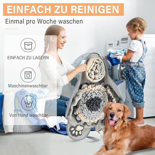 SUPERWSLING Schnüffelteppich für Hunde Cleveres Hundespielzeug mit Anti Rutsch Intelligenzspielzeug für Anti Stress Schnüffelmatte Spielteppich Für Kleine & Große Hunde