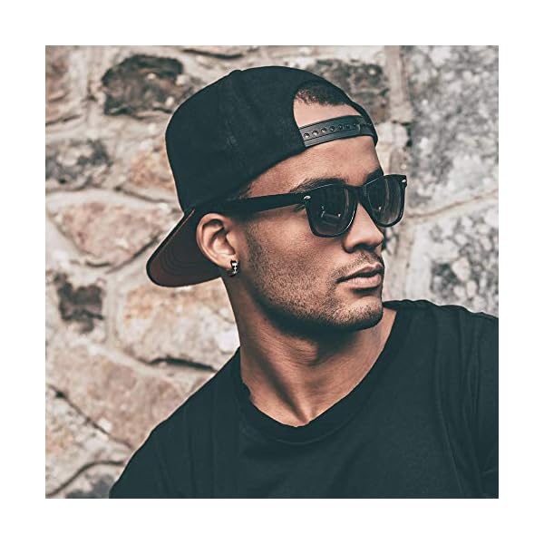 Thunaraz Stainless Steel Black Hoop Earrings for Men Women Huggie Triangle Square Round Geometric Stud Earrings Set - Image 5