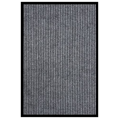Fisinber Felpudo gris a rayas 80 x 120 cm, fieltro punzonado, 100% polipropileno, parte inferior de vinilo antideslizante, diseño robusto para pasillo, entrada y exterior cubierto
