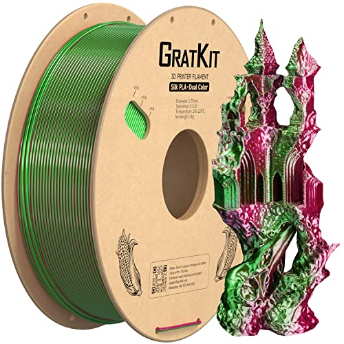 Image of Gratkit Silk Dual Color PLA Filament, Coextrusion PLA Filament 1.75mm, + /-0.03mm, 1KG /Roll, Silk PLA Red & Green