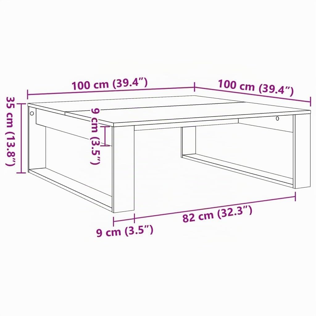 vidaXL Mesa de Centro Madera de ingeniería Roble Artisan 100x100x35 cm