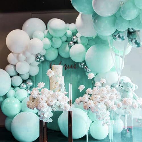 Image of PartyWoo Teal Balloons 140pcs Different Sizes Pack of 18 12 10 5 Inch Turquoise Balloon Arch Kit for Baby Shower Gender Reveal Wedding Engagement Birthday Pool Tea Party Decorations Blue-Q03