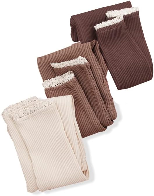 Toddler Baby Girls Leggings Footless Lace Trim Tights Ruffle Ribbed Knit Stocking Infant Fall Winter Warm Bottom Pants