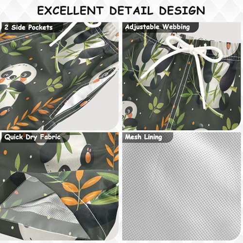 Swim Clothes for Boys, Toddler Swimwear Boys 2t, Cute Cartoon Pandas Green3