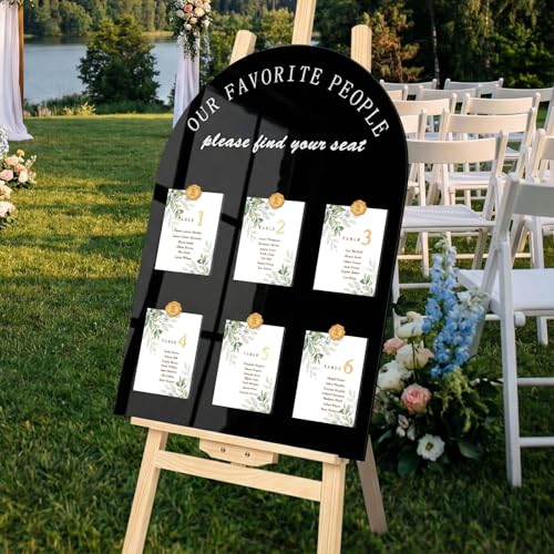 Yousoontic 1 Sets Wedding Seating Chart Board Display 24x18 Acrylic Welcome Please Find Your Seat Sign Black Wedding Party Signs for Ceremony and Reception Display Decor