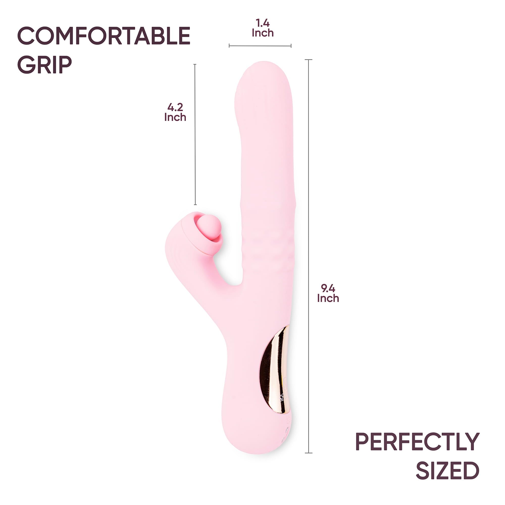 SELOVE Vibratore Rabbit a Doppia Stimolazione – Movimento Come-Hither, Sfere Scorrevoli e Tapping Clitorideo (Rosa)