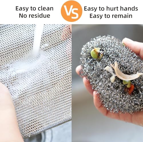 Image of Multipurpose Wire Dishwashing Double Layer Rags for Wet and Dry Stainless Steel Scrub Non-Scratch Wire Dishcloth for Washing Dishes Sinks Counters Easy Rinsing Machine Washable (Pack of 12)