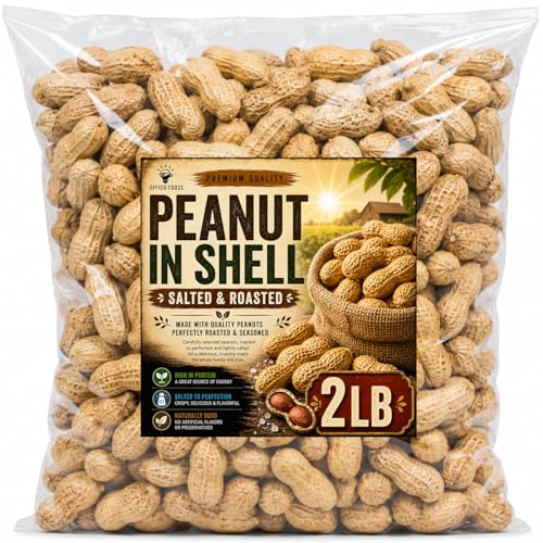 Peanuts In Shell | 2 LB Bulk Value Pack | Roasted & Salted - Healthy natural snack Perfect for office share and TO-GO - Crunchy Whole Peanuts Classic Snack