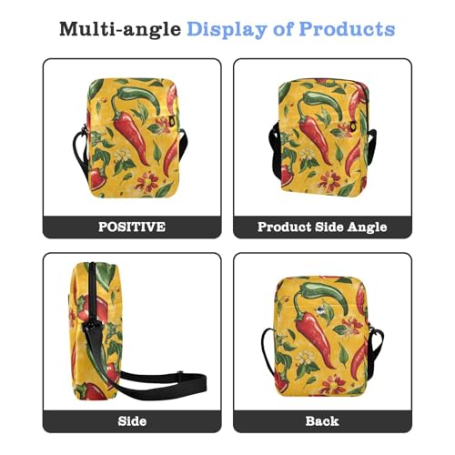 Crossbody Bag Red Green Bell Peppers Messenger Bag for Women Men Purse Shoulder Bag Satchel Bag with Adjustable Strap 214B80634