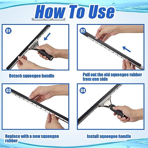Image of Frienda 50ft Squeegee Rubber Replacement Windows Silicone Blade Black Squeegee Cut to Size Scrubber Refill Head Bulk for Glass Shower Doors Floor Kitchen Car Cleaning
