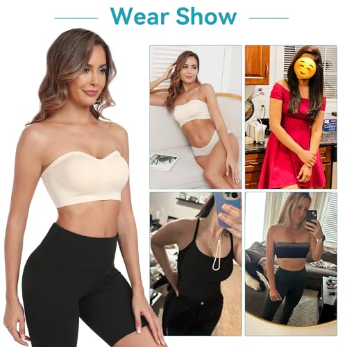 OBICUM Strapless Bras for Women Comfortable Non-Slip Silicone Bandeau Bra Seamless Tube to Bra4