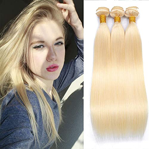 613 Bundles Brazilian Human Hair Bundles Blonde 3 Bundles 8A Grade Unprocessed Virgin Hair Remy Weave Double Weft No Tangle 613 Bundles 24 24 24 Inch